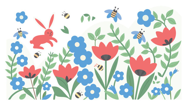 Charming flat vector illustration of a cute cartoon rabbit perfect for children s designs storybooks and playful branding projects