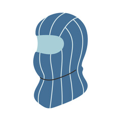 Cozy knitted winter balaclava with soft striped texture. Warm cold-season face-cover headwear for outdoor activities, ski designs, apparel prints and cozy projects.