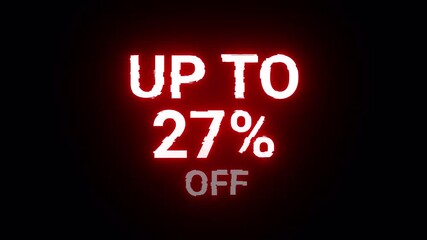 27 percent discount offer shop neon offer sale discount with transparent background with alpha channel - Powered by Adobe