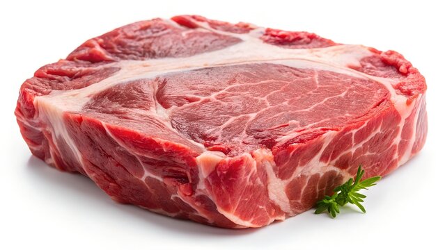 Raw chuck roast beef cut with marbling and rosemary ready to cook for a delicious meal