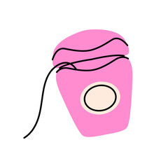 Dental floss container with thread for clean teeth, gum care and daily oral hygiene