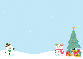 abstract christmas tree and snowman background vector design