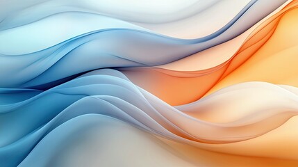 An abstract image featuring flowing waves in shades of blue, orange, and white, creating a sense of movement and fluidity. The design is modern and artistic.