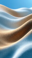 Close-up of abstract sand waves with a gradient blue sky background, creating a textured and artistic composition.