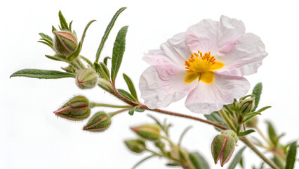 Rockrose flower botany white background