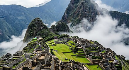 A person walks along the ancient stone Great Wall of China, winding through mountainous terrain under a clear sky.