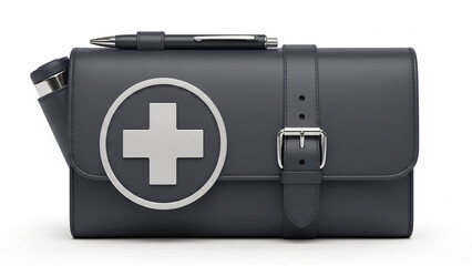 Luxury Leather First Aid Bag Isolated on White Background