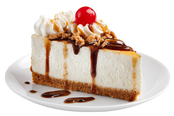 Strawberry cheesecake isolated on transparent background