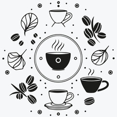 Minimalist cafe badges sketch illustration vector