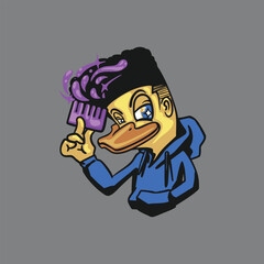 duck with hoodie holding cool combs handsome for african american clothing brand