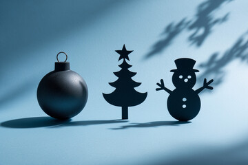 Minimalist Christmas Decoration Scene. Minimalist Christmas decoration scene with a tree, snowman, and ornament. Perfect for festive season designs.