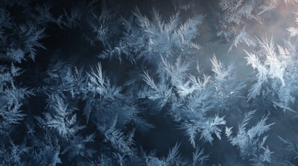 Ethereal Ice Fractal Texture with Subtle Glow and Intricate Patterns in a Frosty Landscape