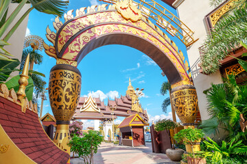 A Dai ethnic town and Dai-style architecture in Mangshi, Yunnan, China.