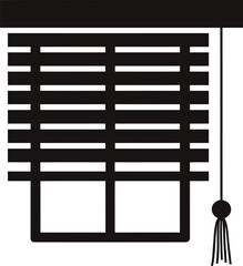 Black and white vector illustration of a glass window with a wooden frame and a prison bars pattern against an architectural wall