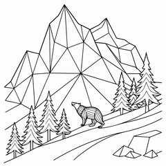 Clean Black Lines Sharp Angled Geometric Mountain Art