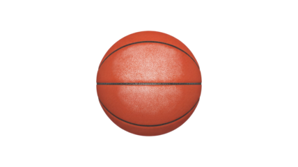 A standard orange basketball with textured surface and black seams, centered against a solid transparent background, ready for play. background removed