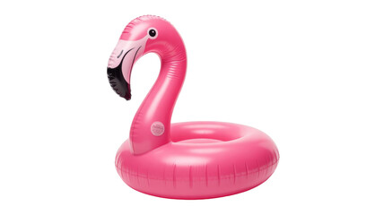 Obraz premium A vibrant pink inflatable flamingo pool float, perfect for summer fun, relaxation, and tropical holidays. background removed