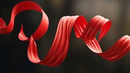 Elegant Red Ribbon Swirl Against Dark Background - A Captivating Visual.