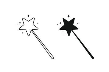 Magic wand icon. Magic wand with stars. Magician icon vector. Sparkle stars icon. Magic stick vector icon
