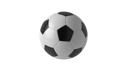 Obraz premium A classic black and white soccer ball, a traditional sports icon, perfectly centered against a solid transparent background, ready for play. background removed