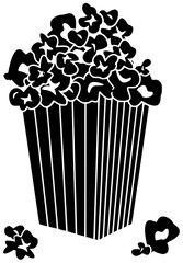 box illustration popcorn silhouette cinema logo snack icon bucket outline food corn entertainment movie white striped pop paper tasty shape with vector graphic background