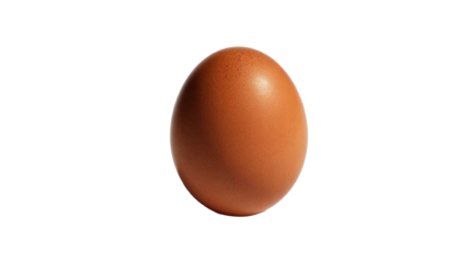 A single, natural brown chicken egg, centered and standing vertically against a solid transparent background, ready for cooking or design. background removed