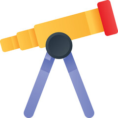 Orange and Red Telescope on a Blue Tripod Stand Isolated on a White Background