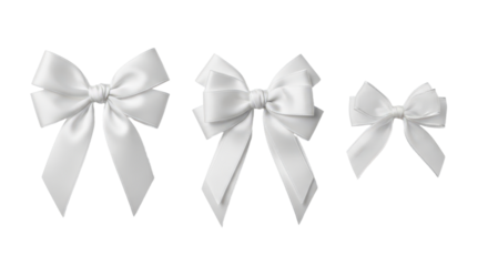 Elegant white bows collection for gift wrapping and decoration design