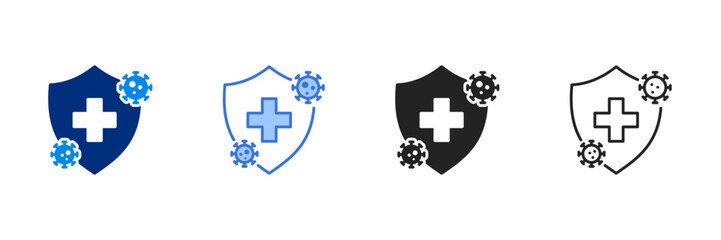 Health Protection Icon Set Multiple Style Vector Illustration 