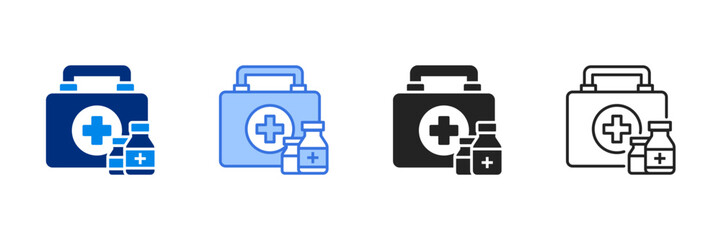 First Aid Icon Set Multiple Style Vector Illustration 