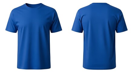 Front and back view of a plain royal blue tshirt isolated on white background © LightFrame Studio