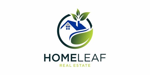 home leaf logo vector, white background