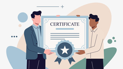 Teacher Awarding Global Education Certificate Illustration