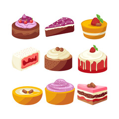 Vector Bakery Sweets Collection Set Of Flat Design Pastry Dessert Bread Donut Cupcake Cookie Illustration