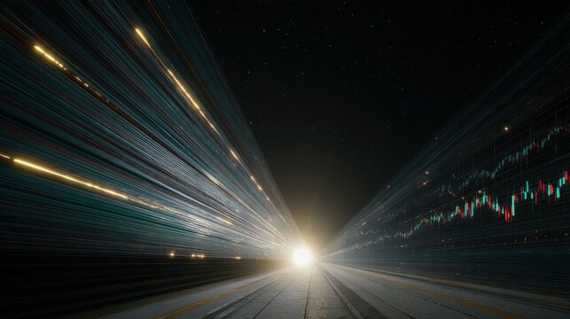 Data speed with stock market chart and light