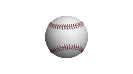 A classic white baseball with prominent red stitching, perfectly centered against a solid dark transparent background. Ideal for sports-themed graphics and digital assets. background removed