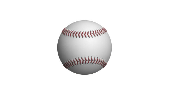 A classic white baseball with prominent red stitching, perfectly centered against a solid dark transparent background. Ideal for sports-themed graphics and digital assets. background removed