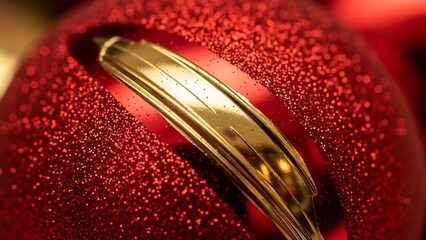 Close-up of a Red Christmas Ornament with Gold Accent.