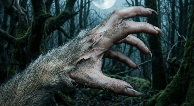 Volkolak hand transforming into wolf paw