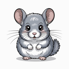 An adorable chinchilla poses cutely with a fluffy body and charming expression, capturing the essence of cuddly pets and the joy they bring to our lives.