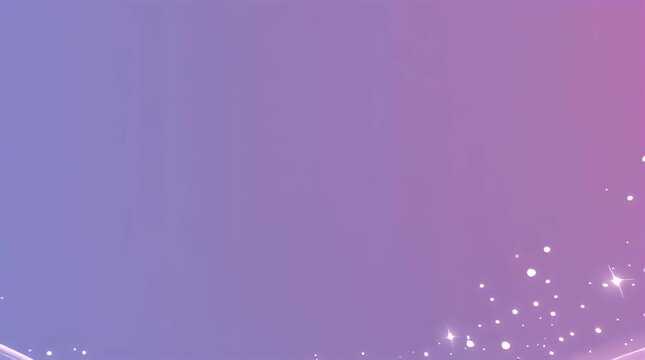 Soft purple-pink gradient background, with sparkling white dots clustered in the bottom right corner and a subtle, blurred element at the bottom left