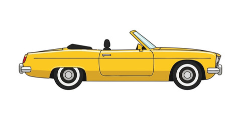 Yellow Convertible Car Illustration for Automotive Enthusiasts