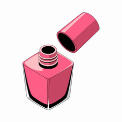 An eye-catching illustration of an open pink nail polish bottle, perfectly capturing the essence of beauty and fashion trends in a modern artistic style.