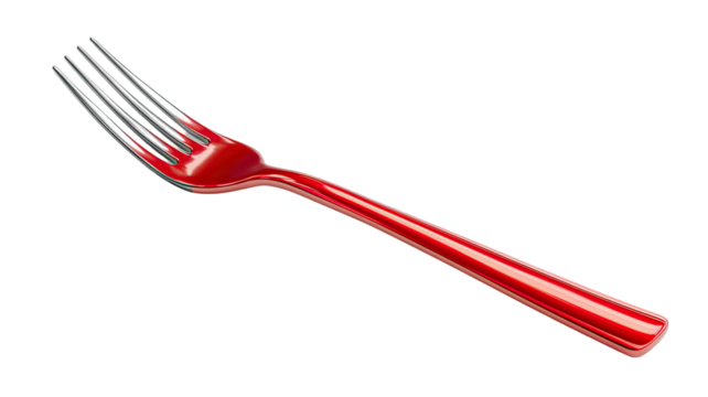 Silver metal fork, knife, and spoon isolated on a white background, representing cooking and dining tableware