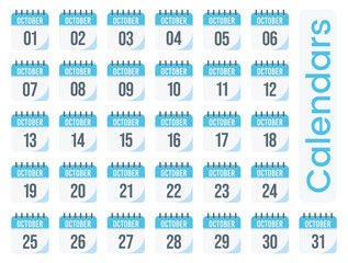 Vector illustration of collection of calendar element icons for date and time planning