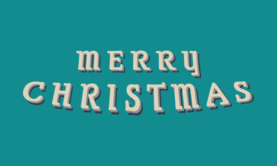 Vintage Merry Christmas Typography Greeting Card Design on Teal Background