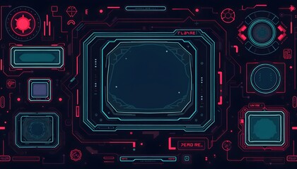 Old-School Tech Composition With Blocky Blue Square Modular Elements