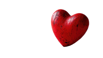 Red heart isolated on white background, a symbol of love, romance, passion, and Valentine's Day celebration