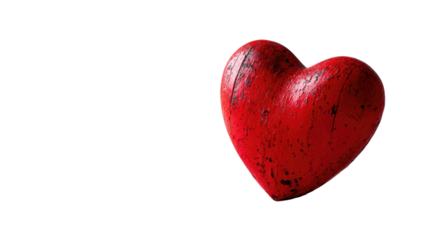 Red heart isolated on white background, a symbol of love, romance, passion, and Valentine's Day celebration