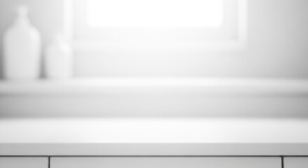 Foreground laundry counter with softened blur white